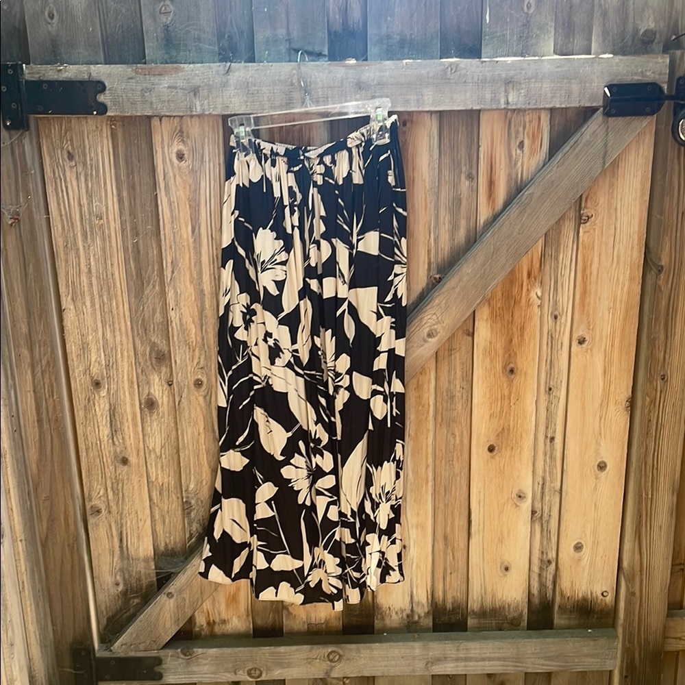 Black and Tan Floral Maxi Skirt